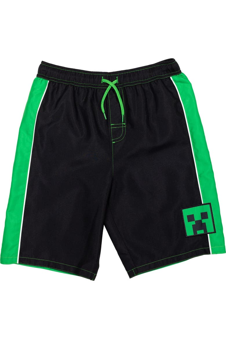 Swimwear 2-piece Rash Guard And Swim Trunks Set (little Kid & Big Kid), Alternate, color, Creeper Green Black