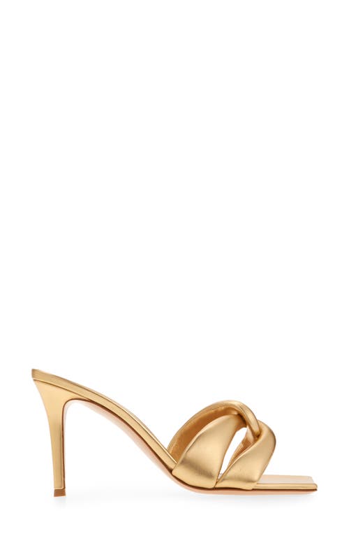 Gianvito Rossi Love Knot Metallic Square Toe Mules In Brown