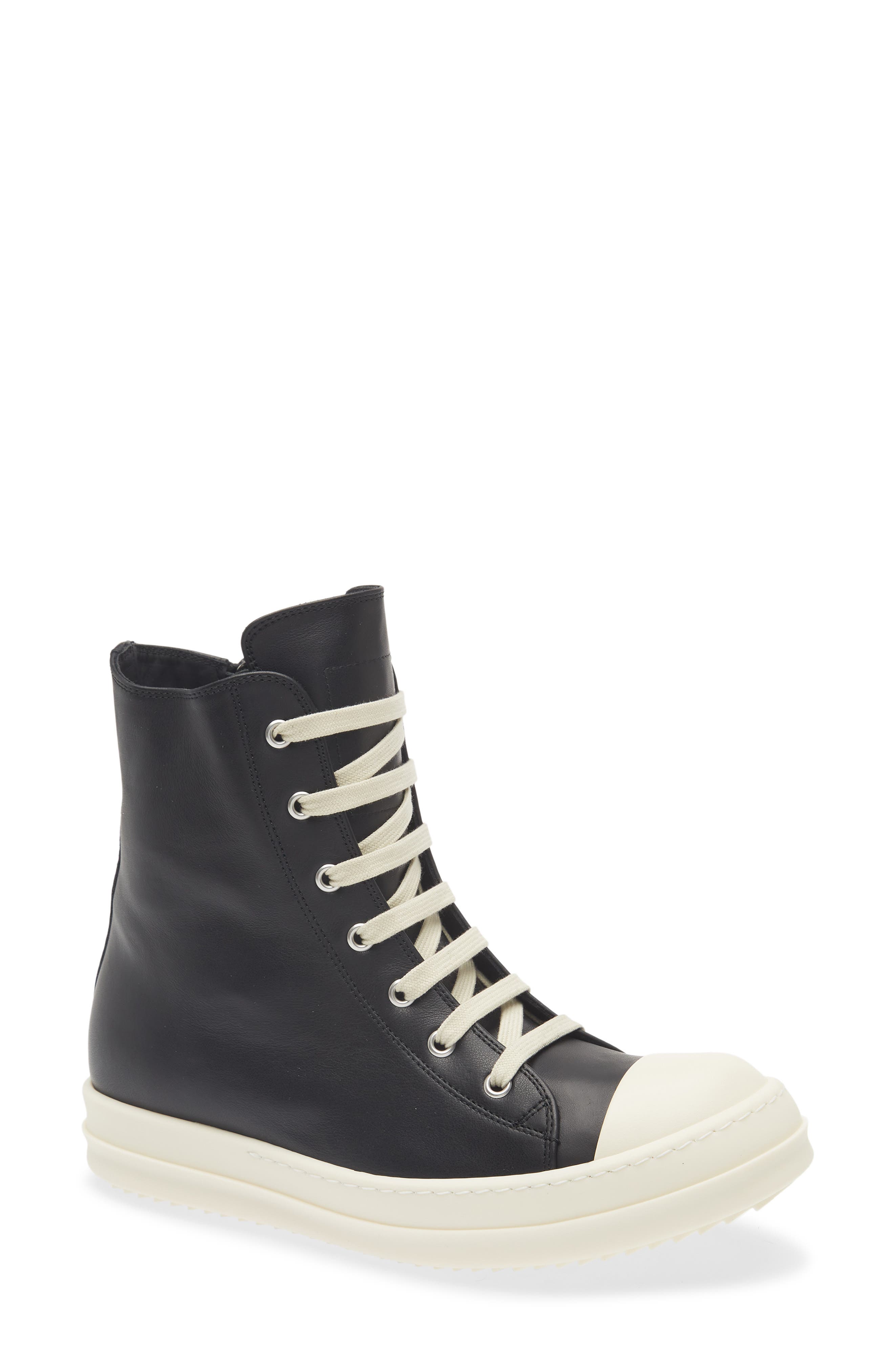 Rick Owens High Top Sneaker, Main, color, Black/ Milk/ Milk
