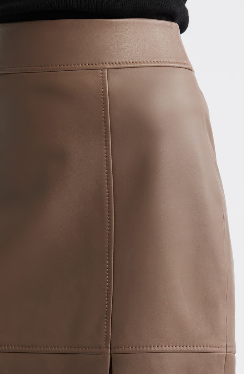 BOSS Setora Lambskin Leather Pencil Skirt, Alternate, color, Walnut
