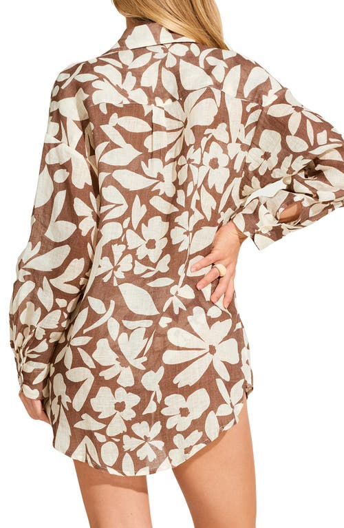 Vitamin A ® Playa Oversize Linen Cover-up Shirt In Desert Flower