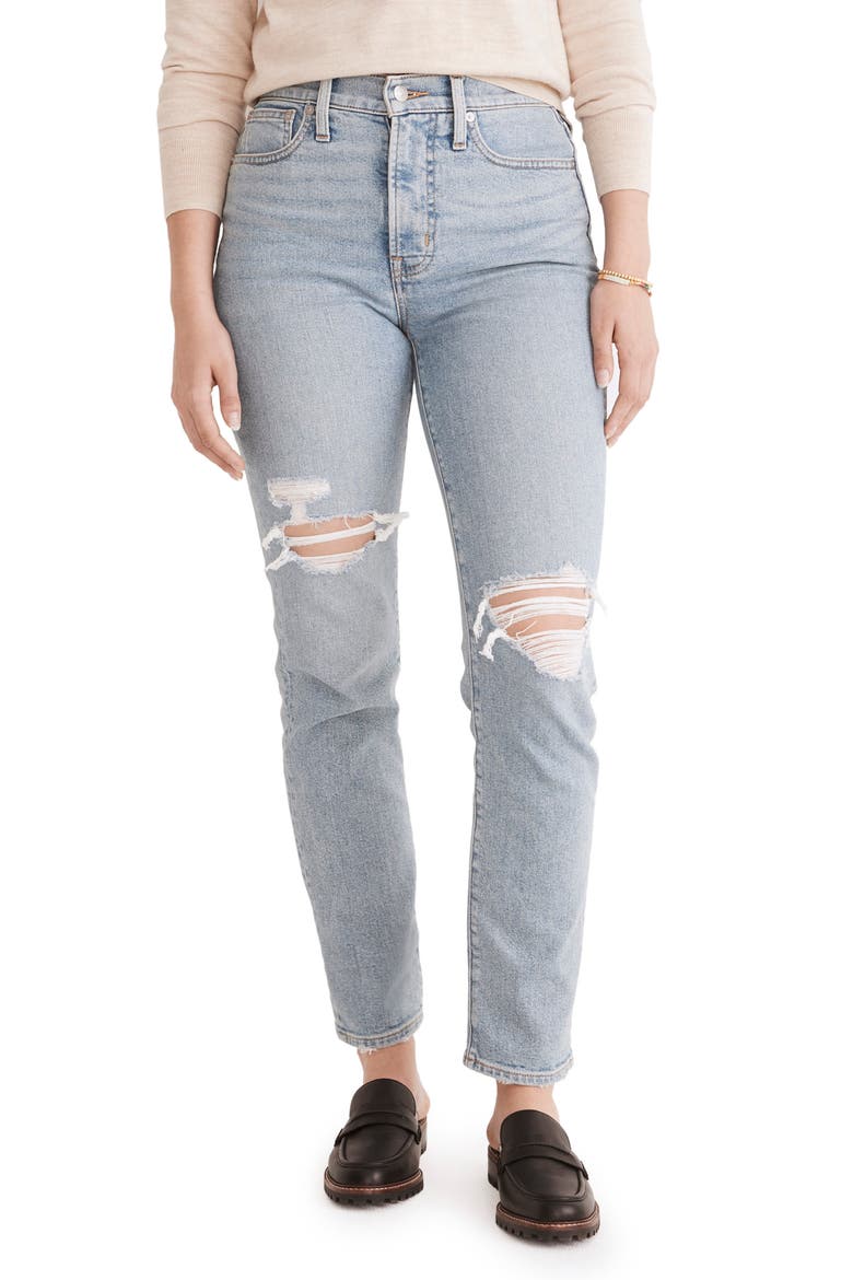 The Perfect High Waist Ripped Jeans, Main, color, CARDINE WASH