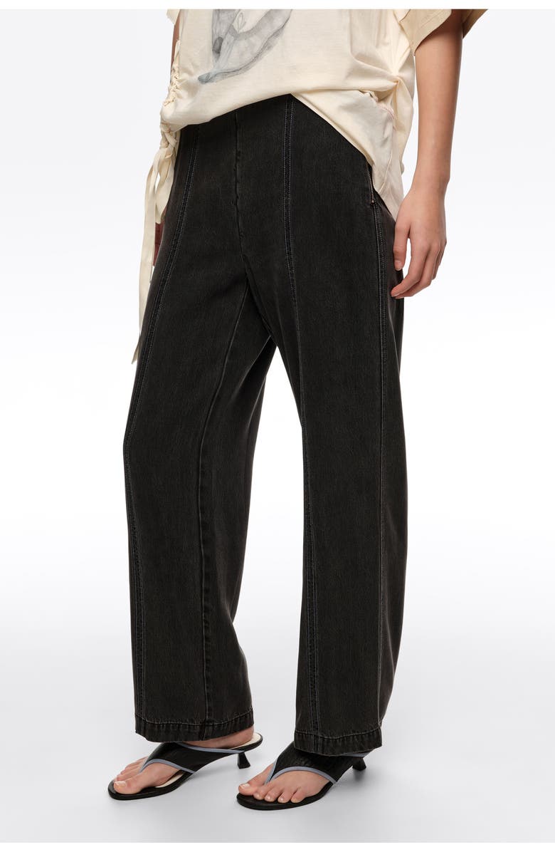 Bimba y Lola Straight Washed Trousers With Topstitching, Alternate, color, Washed Black