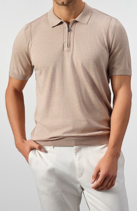 Stitched Cotton Polo Sweater