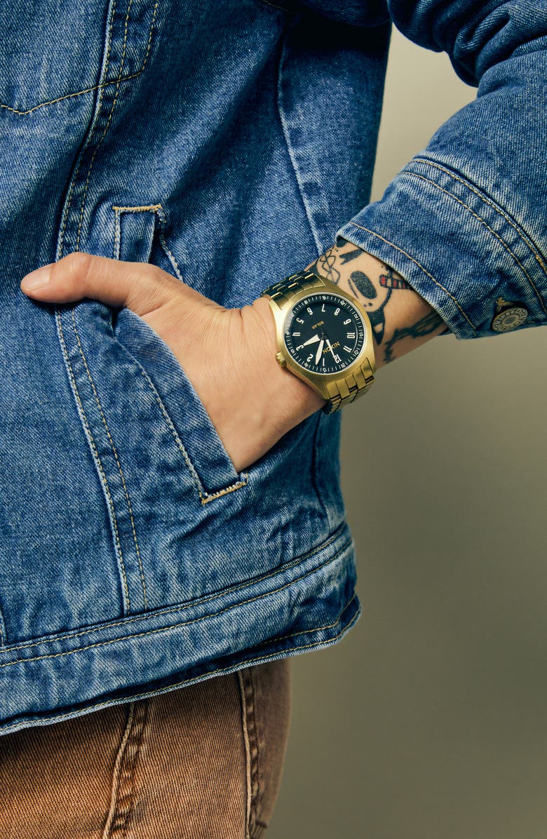 Nixon Echo Solar Automatic Bracelet Watch, 38mm, Alternate, color, Gold / Black