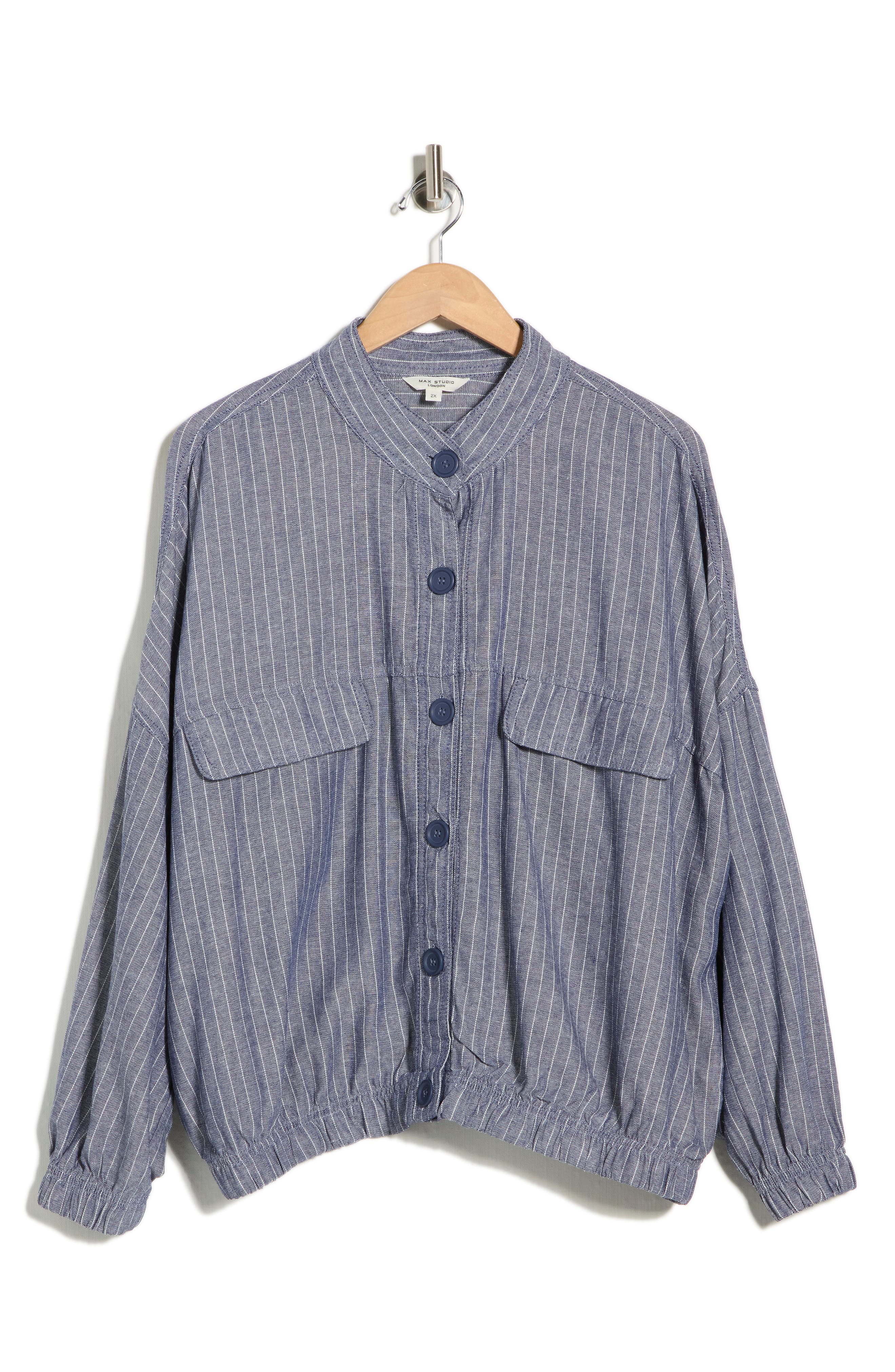 MAX STUDIO Stripe Button Front Jacket