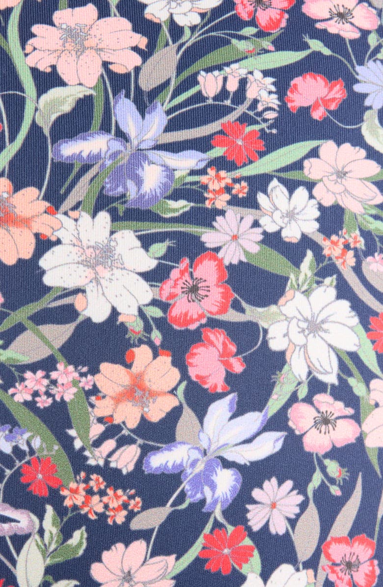 Hutch Smocked High Waist Bikini Bottoms, Alternate, color, Navy Garden