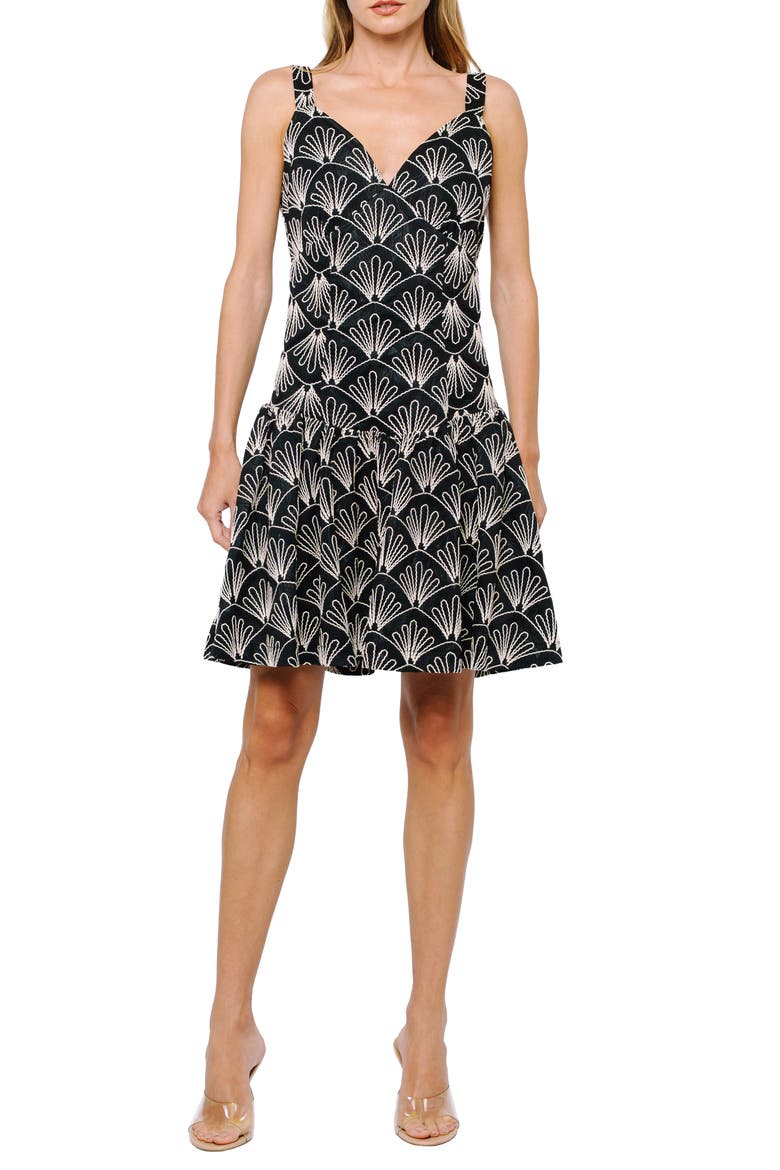Nova Embroidered Dress, Main, color, BLACK