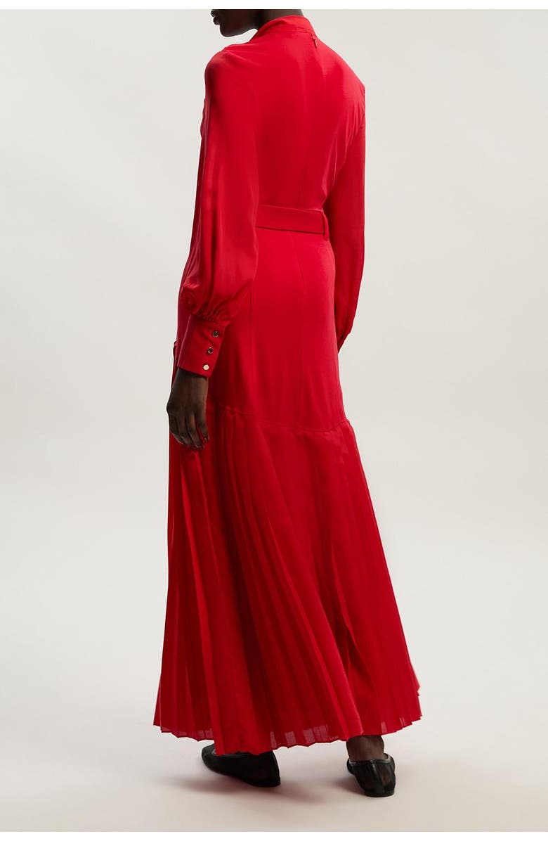 Karen Millen Jersey Ponte Georgette Mix Midi Dress, Alternate, color, Red