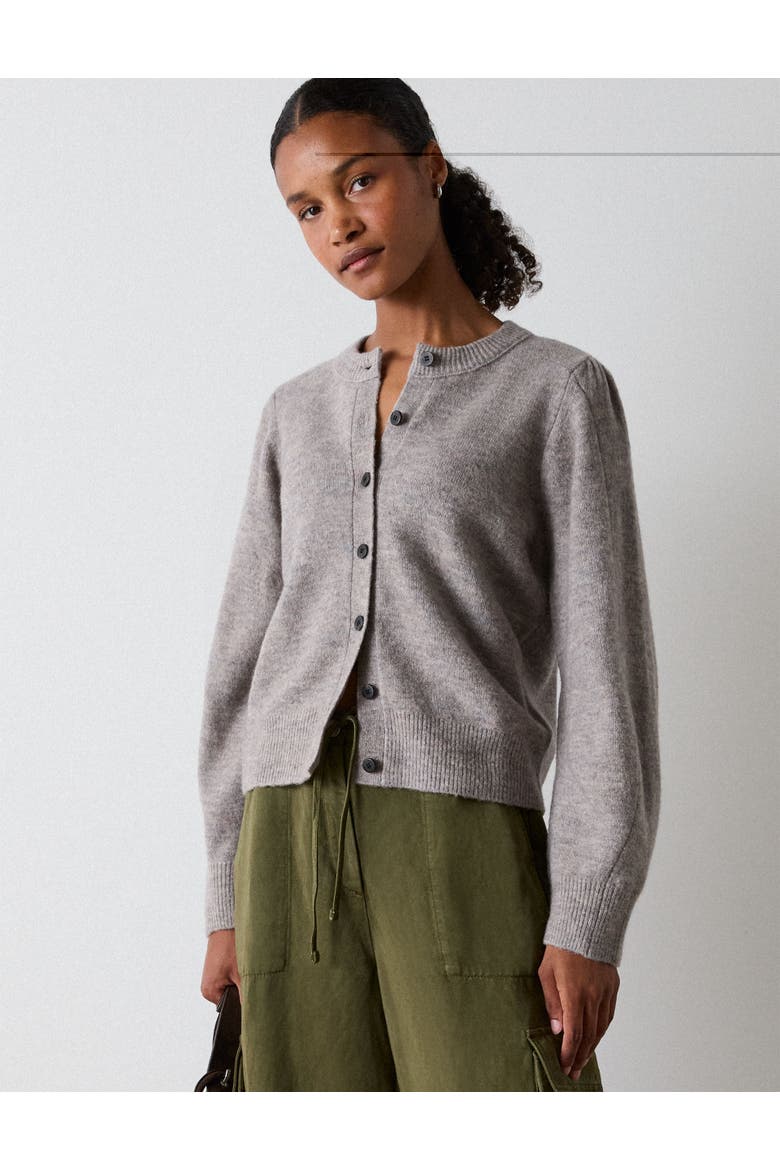 Wool Mix Puff Sleeve Cardigan, Main, color, Neutral