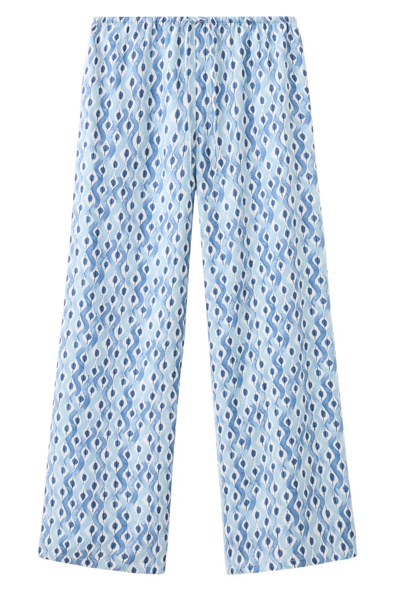 High Waist Abstract Print Pants, Alternate, color, SKY BLUE
