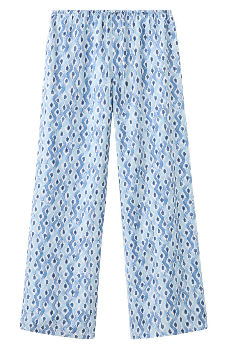 MANGO TEEN High Waist Abstract Print Pants, Alternate, color, Sky Blue