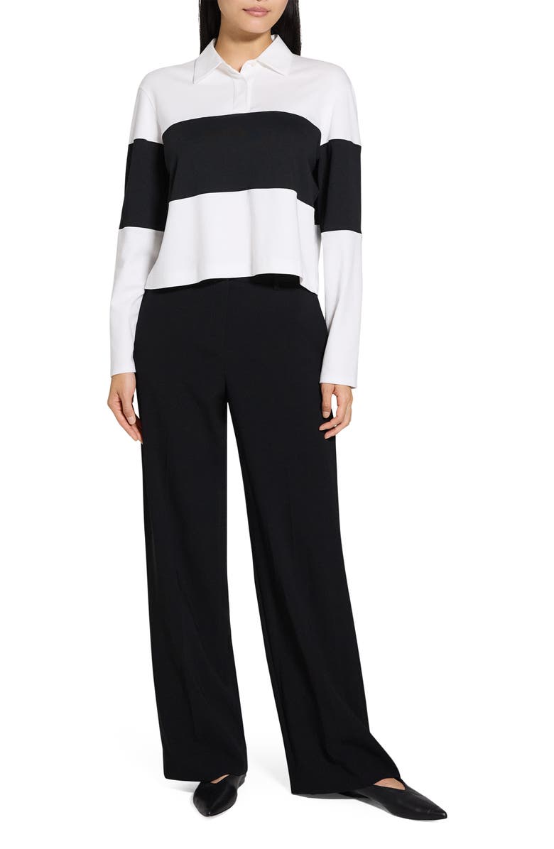 Theory Long Sleeve Crop Rugby Polo, Alternate, color, 