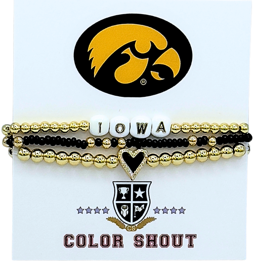 Color Shout University Of Iowa Love My College Bracelet Stack In Gold