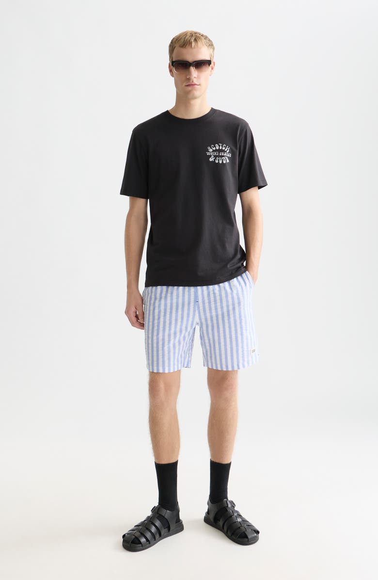 Scotch & Soda Stripe Midlength Swim Trunks, Alternate, color, 