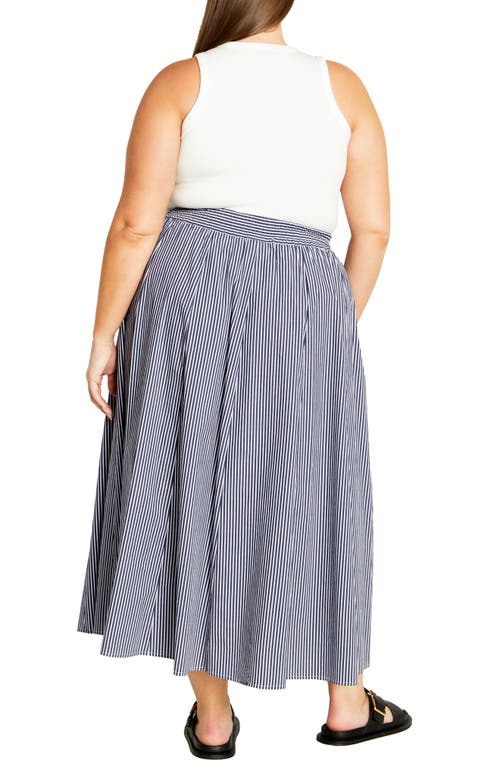 City Chic Stellar Stripe A-line Maxi Skirt In Blue
