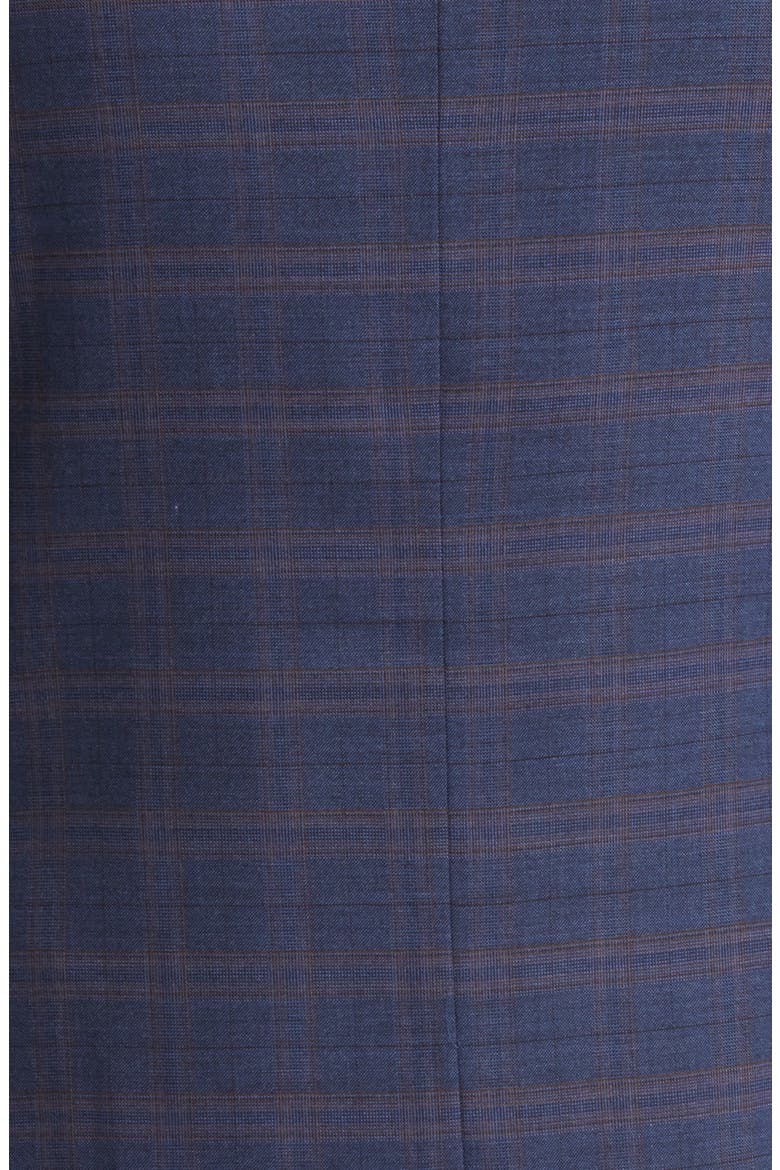 Trim Fit Plaid Wool Blend Sport Coat, Alternate, color, NAVY - BROWN TEXTURE PLAID