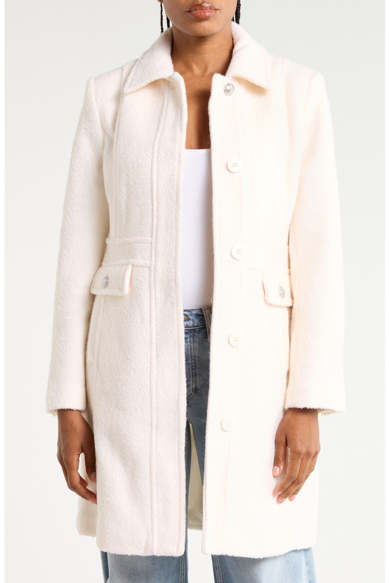 Inset Waist Bouclé Coat, Main, color, MODERN IVORY