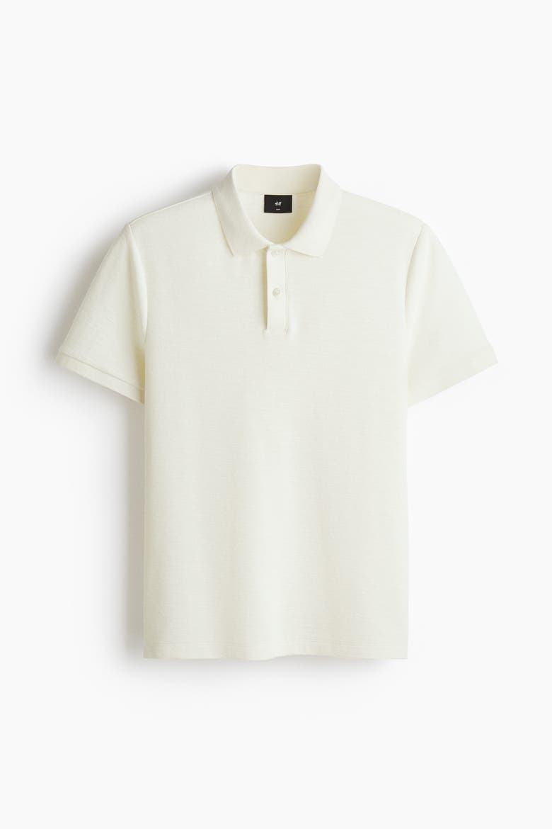 Slim Fit Jacquard-knit Polo Shirt, Alternate, color, Cream
