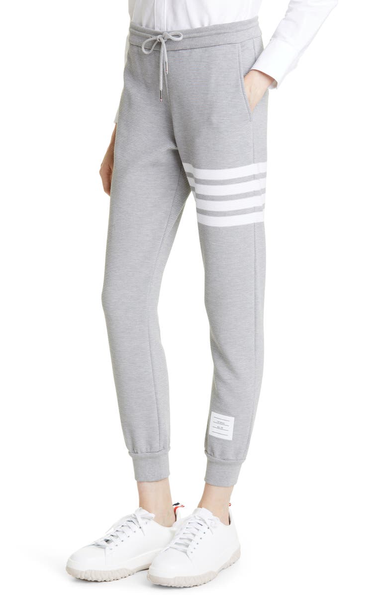 Thom Browne 4-Bar Detail Ottoman Rib Cotton Joggers, Alternate, color, 