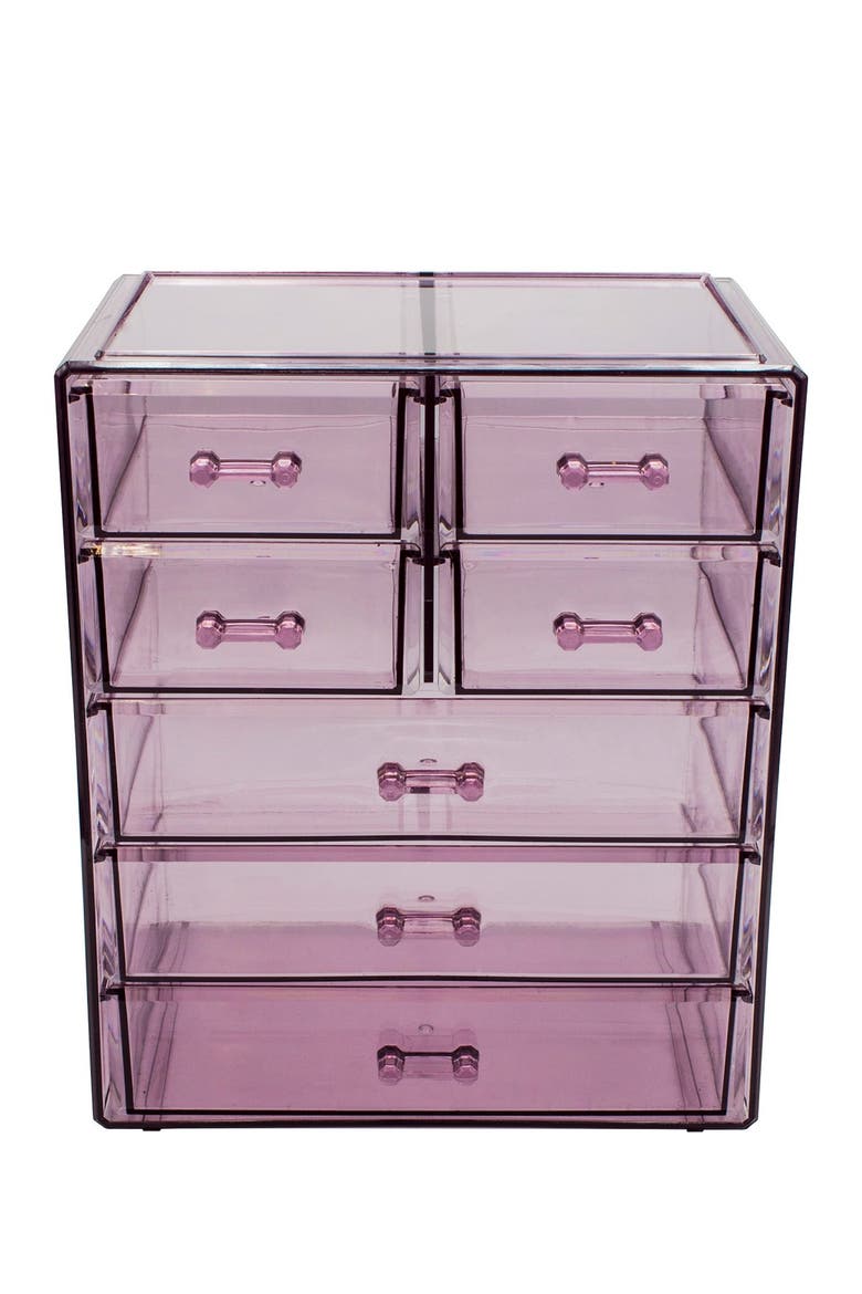 Acrylic 7 Drawer Cosmetics Makeup & Jewelry Storage Case Display, Main, color, PURPLE