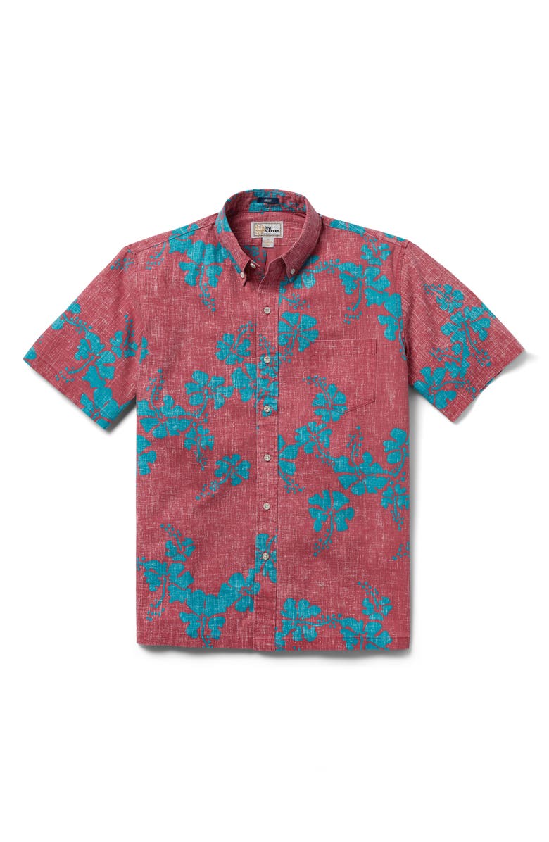 Reyn Spooner 50th State Flower Short Sleeve Button-Down Shirt, Main, color, 