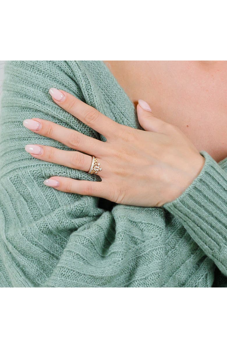 DELMAR Created White Sapphire 15 Crown Quinceañera Ring, Alternate, color, Gold