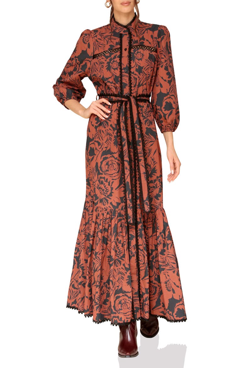 Cotton Poplin Floral Maxi Dress, Alternate, color, 2-TONE FLORAL