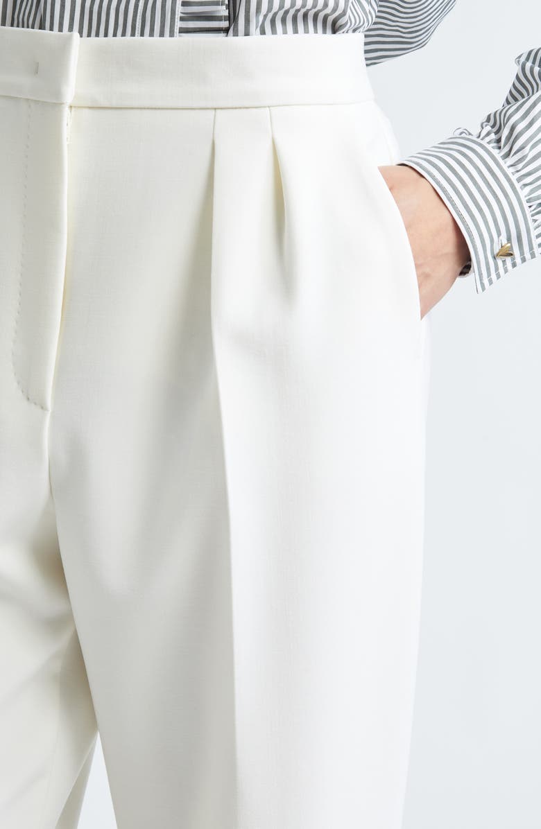 Max Mara Verbano Pleated Ankle Straight Leg Pants, Alternate, color, White