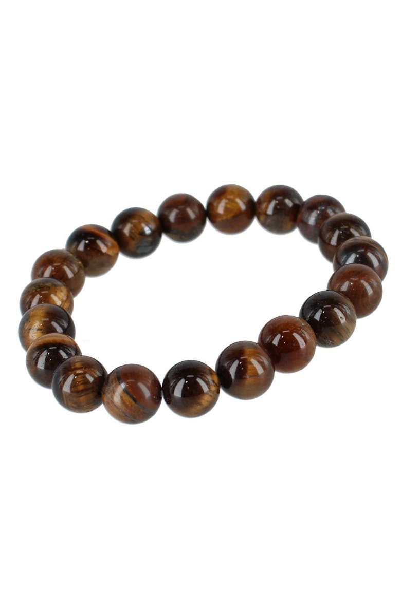 Trafalgar Raja Tiger Eye Stretch Beaded Bracelet, Main, color, Brown