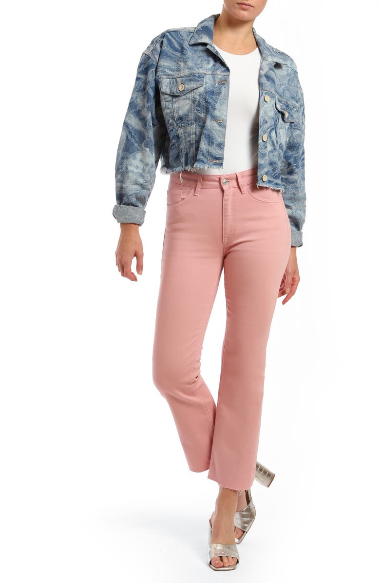 Mavi Jeans Anika High Waist Raw Hem Crop Flare Jeans, Alternate, color, Rose Elegance Flex Blue
