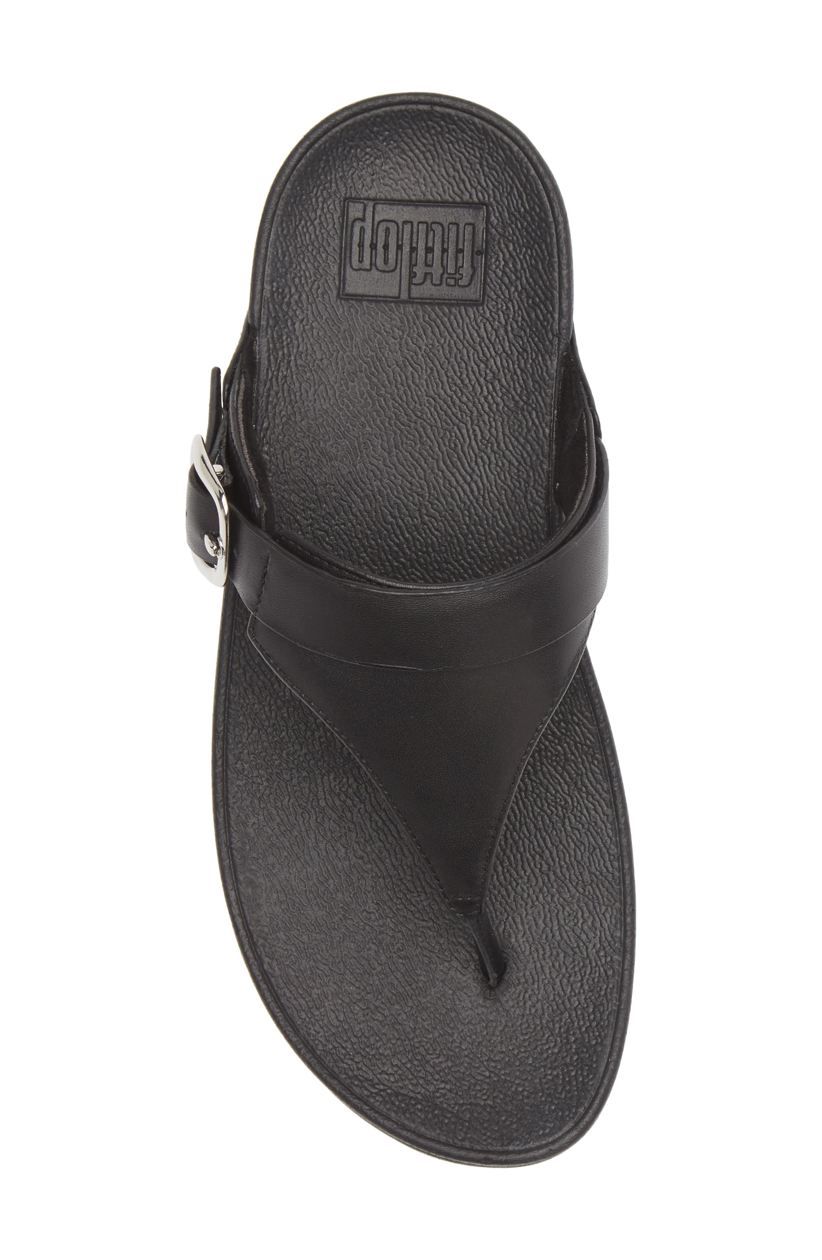 Lulu Adjustable leather toe-post sandals, Alternate, color, ALL BLACK