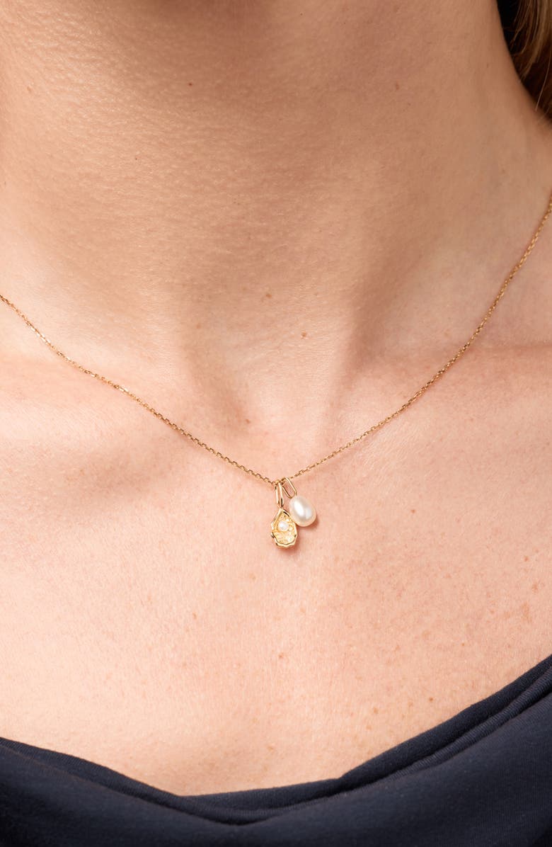 Ana Luisa Solid Yellow Gold - Oyster Charm Necklace, Alternate, color, Gold