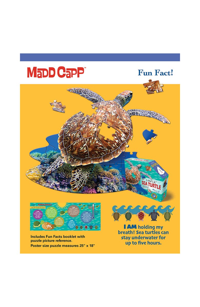 Madd Capp I Am Lil Sea Turtle 48 piece Animal Shaped Puzzle, Alternate, color, Multicolored