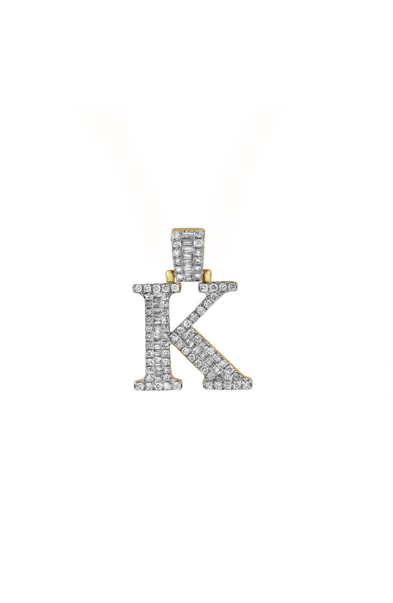 LuvMyJewelry K Initial Diamond Pendant 10K Yellow Gold - 0.81 Carats, Alternate, color,
