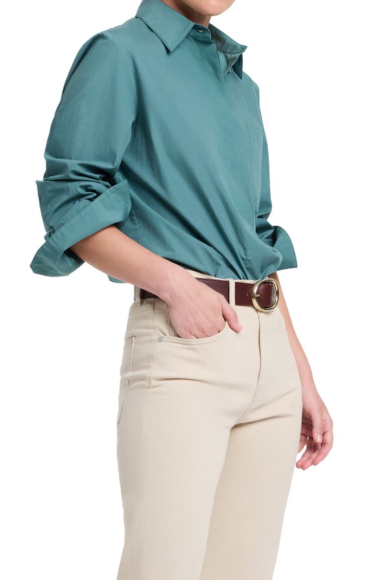Cowboy Update Cotton Button Front Shirt, Alternate, color, SEA PINE