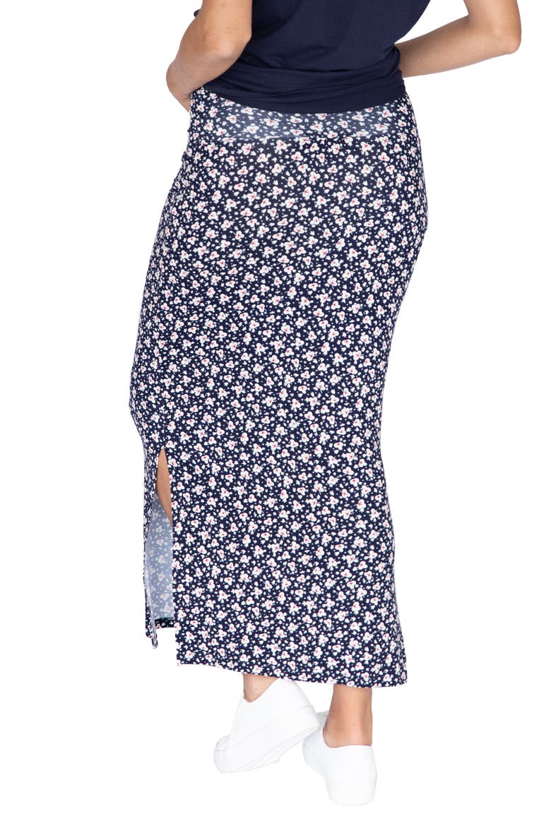 Side Slit Maternity Midi Skirt, Alternate, color, NAVY