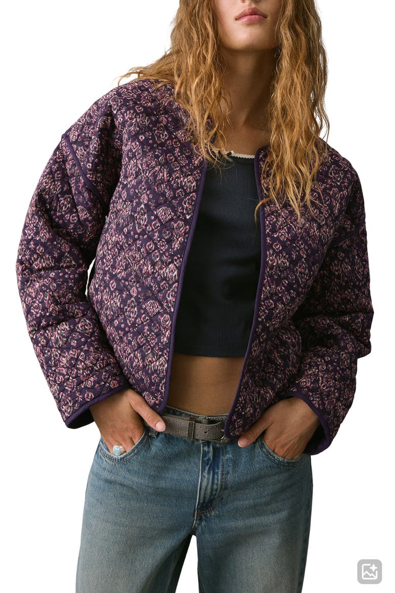 Floral Quilted Jacket, Main, color, PURPLE