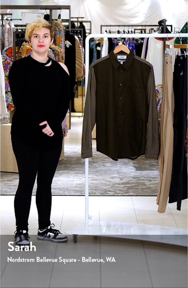 Relaxed Fit Colorblock Cotton Button-Up Shirt, sales video thumbnail