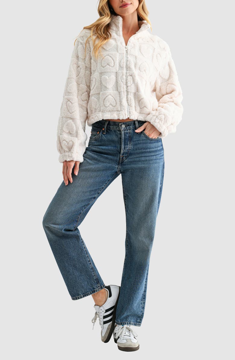 Lush Heart Shape Fleece Jacket, Alternate, color, Cream