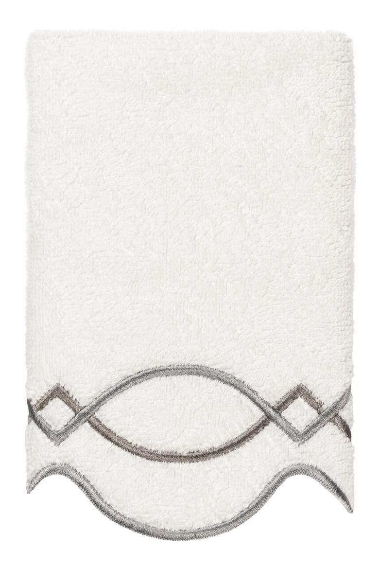 6-Piece Diamond Chain Embroidered Turkish Cotton Towel Set, Alternate, color, WHITE/ GRAY