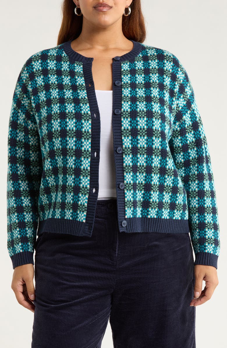 Seasalt Cornwall Kensa Organic Cotton Jacquard Cardigan, Main, color, Circlet Maritime Emulsion