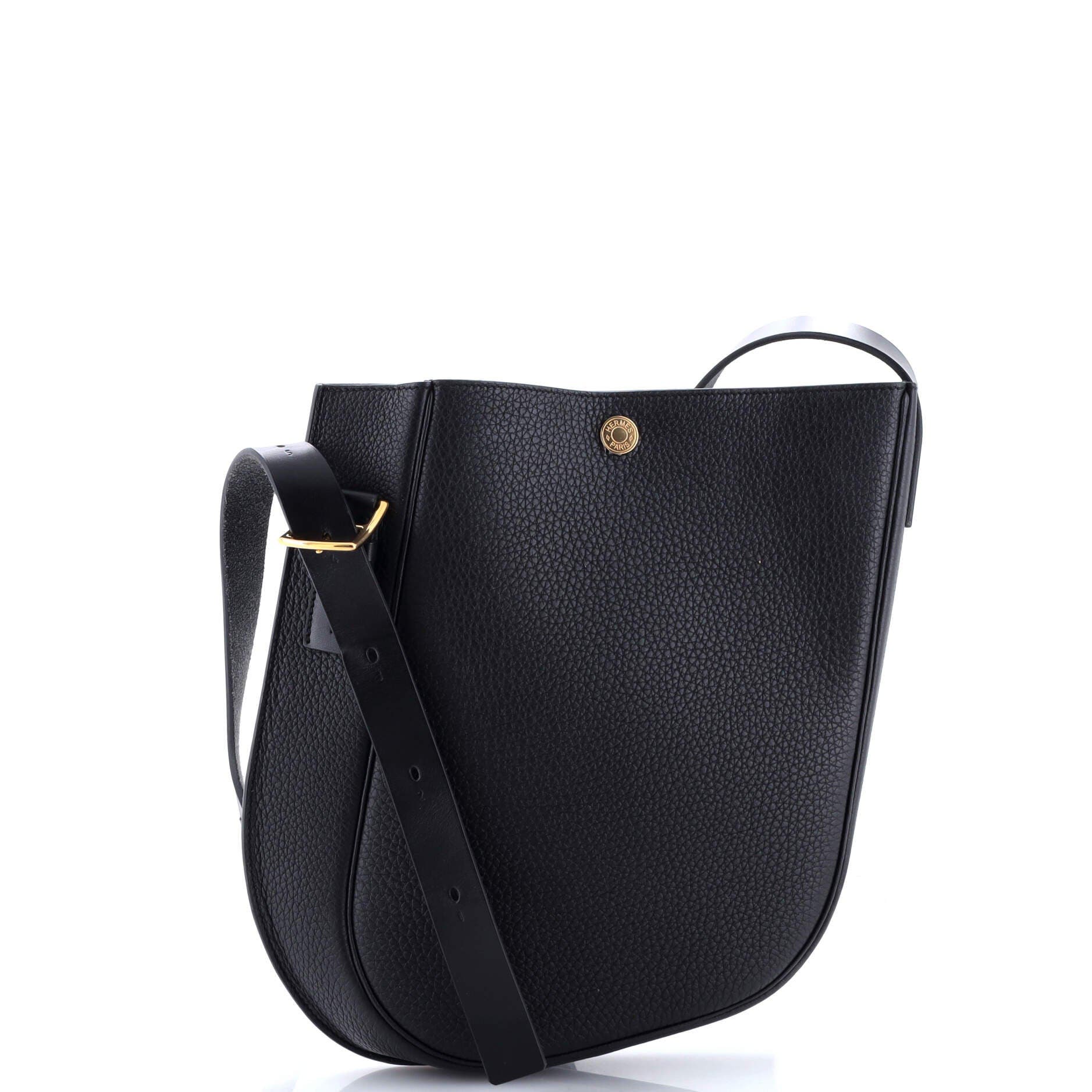 Pre-Owned Hermes Perspective Cavaliere Bag Togo and Vache Hunter 28, Alternate, color, Noir