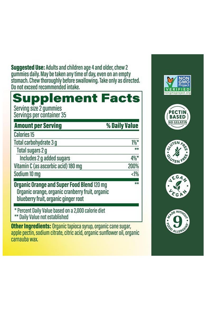C Defense Vitamin C Gummy for Kids, Teens & Adults, Immune Support, Vegan, 70 Tangy Citrus Gummies, Alternate, color, None