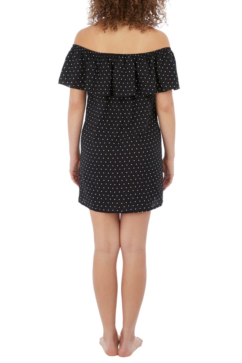 Jewel Cove Diamond Print Cover-Up Dress, Alternate, color, BLACK
