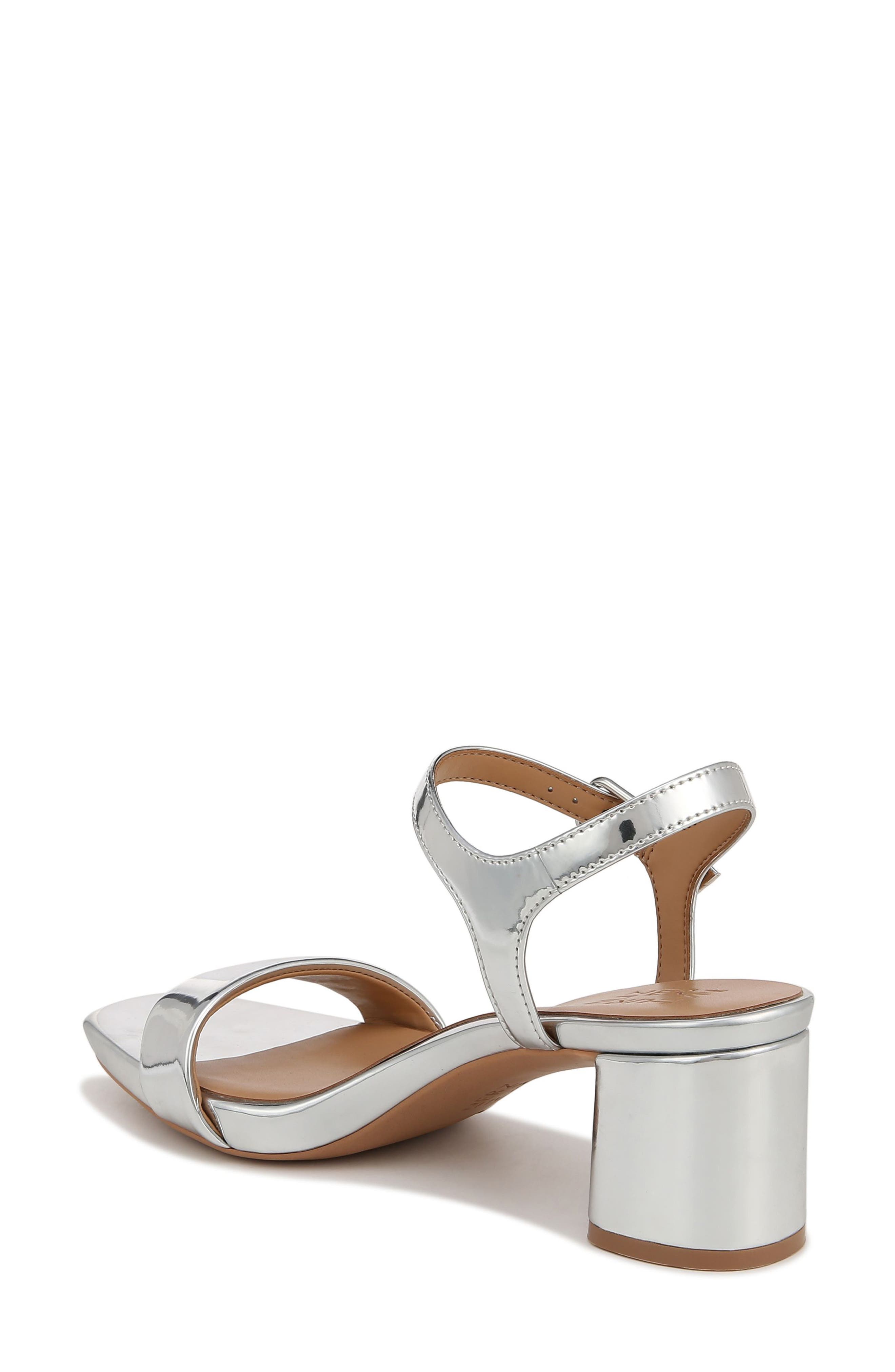 Naturalizer Izzy Ankle Strap Sandal, Alternate, color, Silver Faux Leather