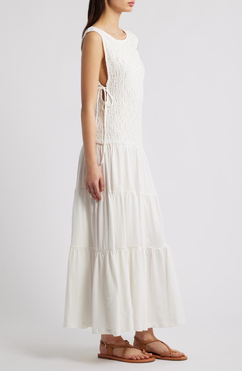 Free People Sterling Smocked Side Tie Maxi Dress, Alternate, color, Ivory
