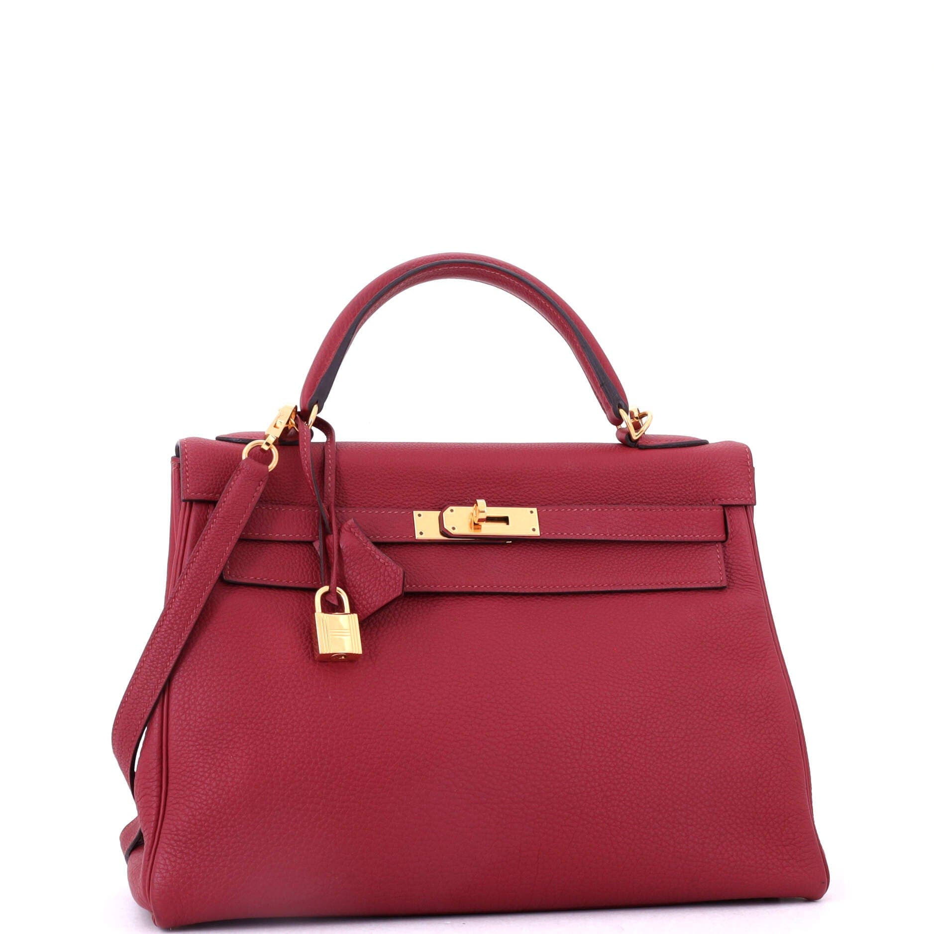 Pre-Owned Hermes Kelly Handbag Red Togo with Gold Hardware 32, Alternate, color, Rouge Grenat