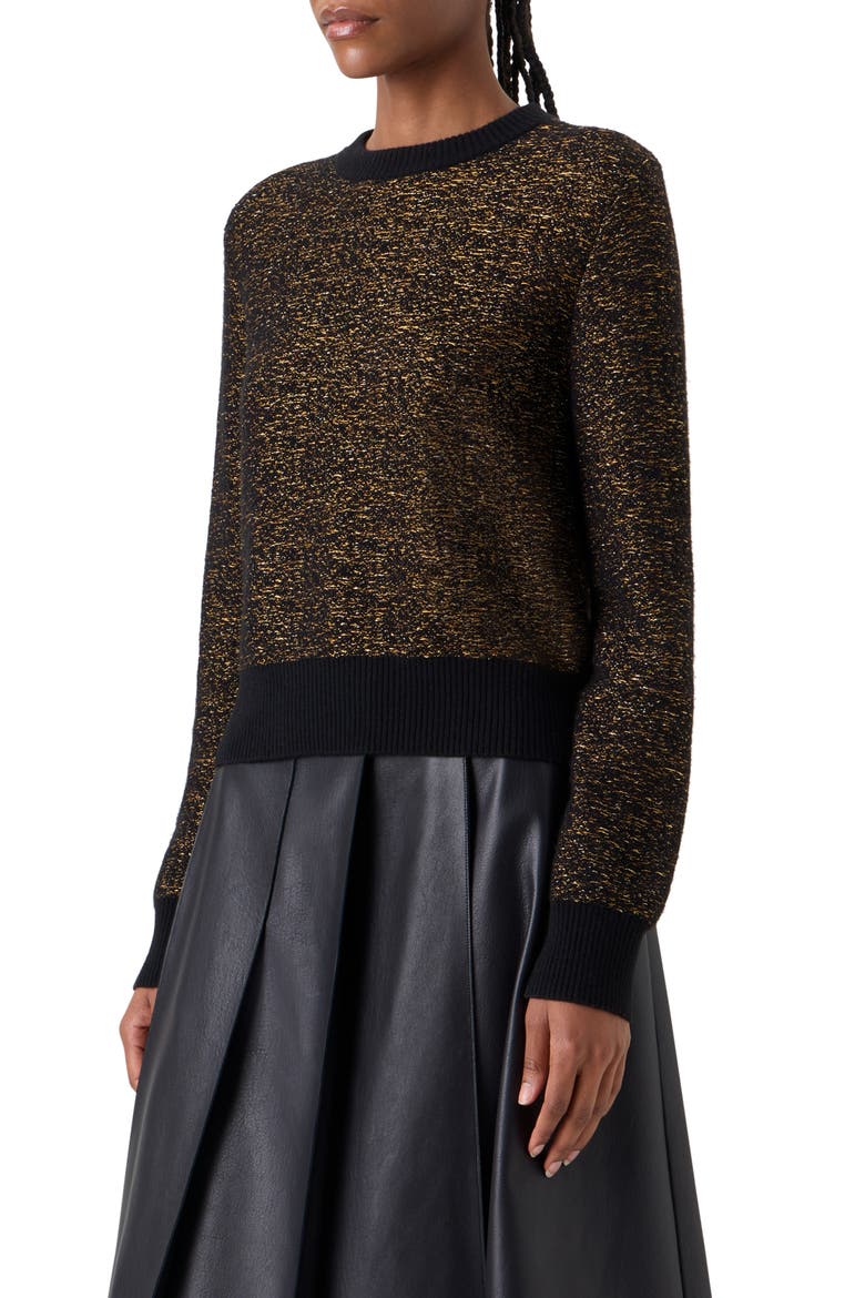 Metallic Cashmere Blend Sweater, Alternate, color, BLACK-GOLD