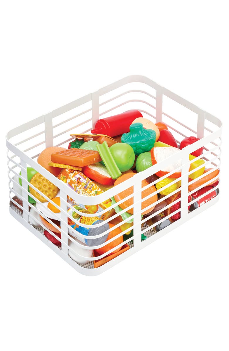 mDesign Metal Pantry Basket with Handles - Set of 2 - Matte White, Alternate, color, Matte White